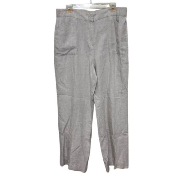 Chico's 12 Linen Easy Wide Leg Semi-Natural Pants - Picture 1 of 14